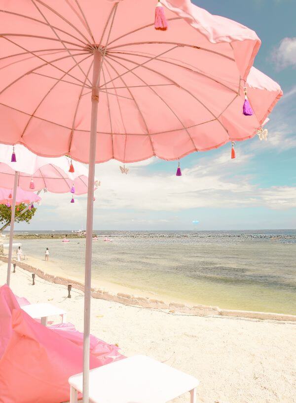 Pink Beach Umbrellas and Cushions